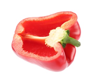 Half of red bell pepper isolated on white