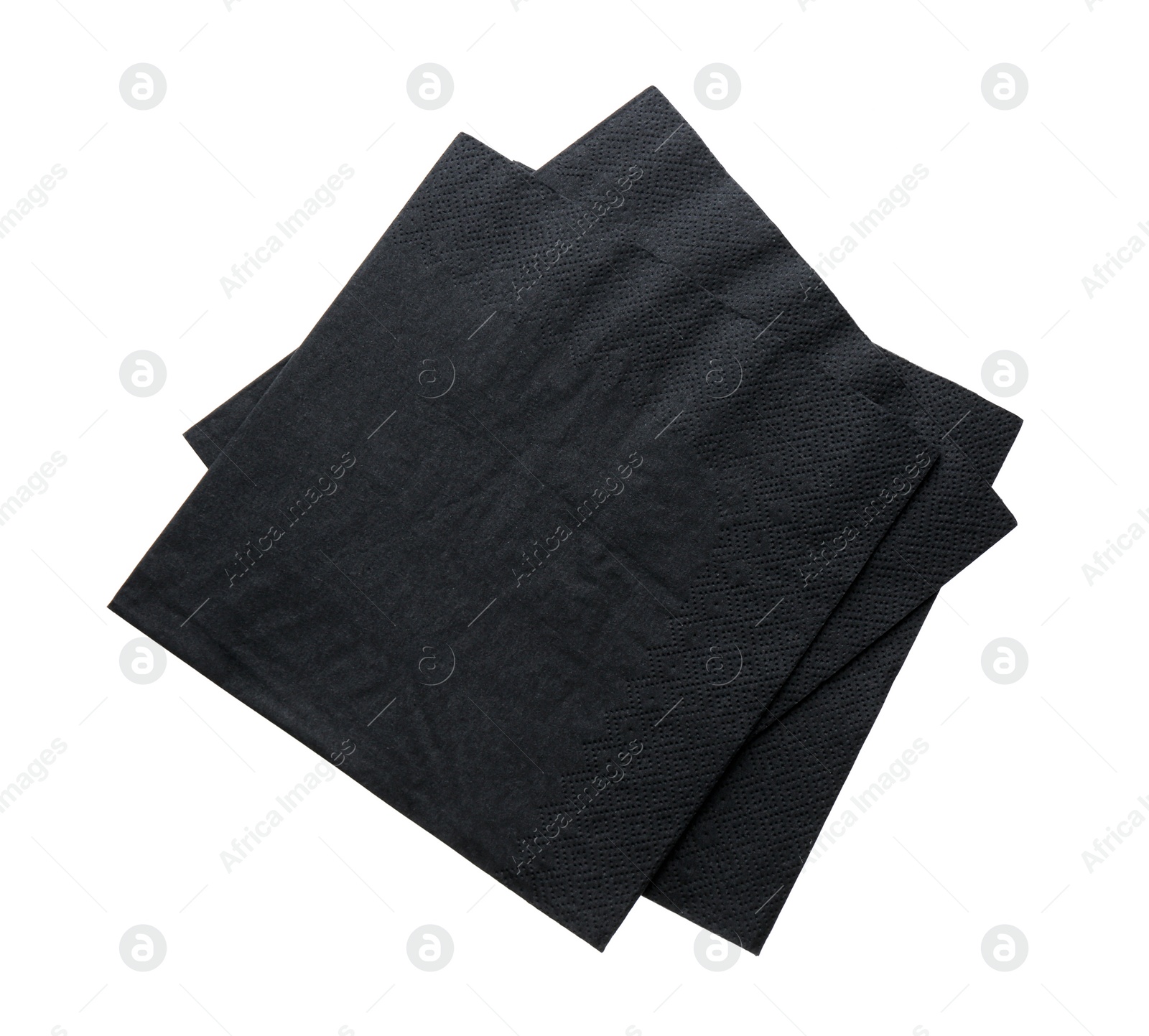 Photo of Black clean paper tissues on white background, top view