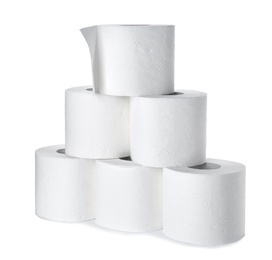 Rolls of toilet paper on white background. Personal hygiene