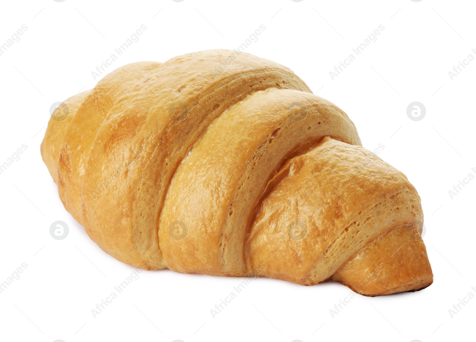 Photo of One delicious fresh croissant isolated on white