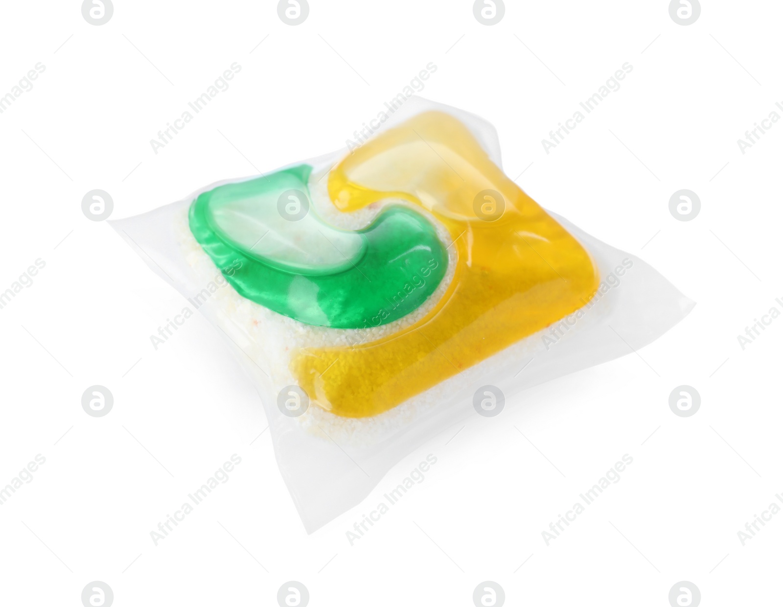 Photo of One dishwasher detergent pod isolated on white