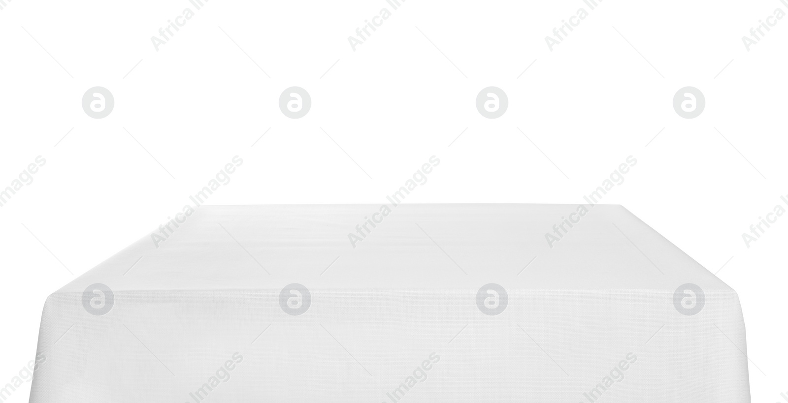 Photo of Table with white tablecloth isolated on white