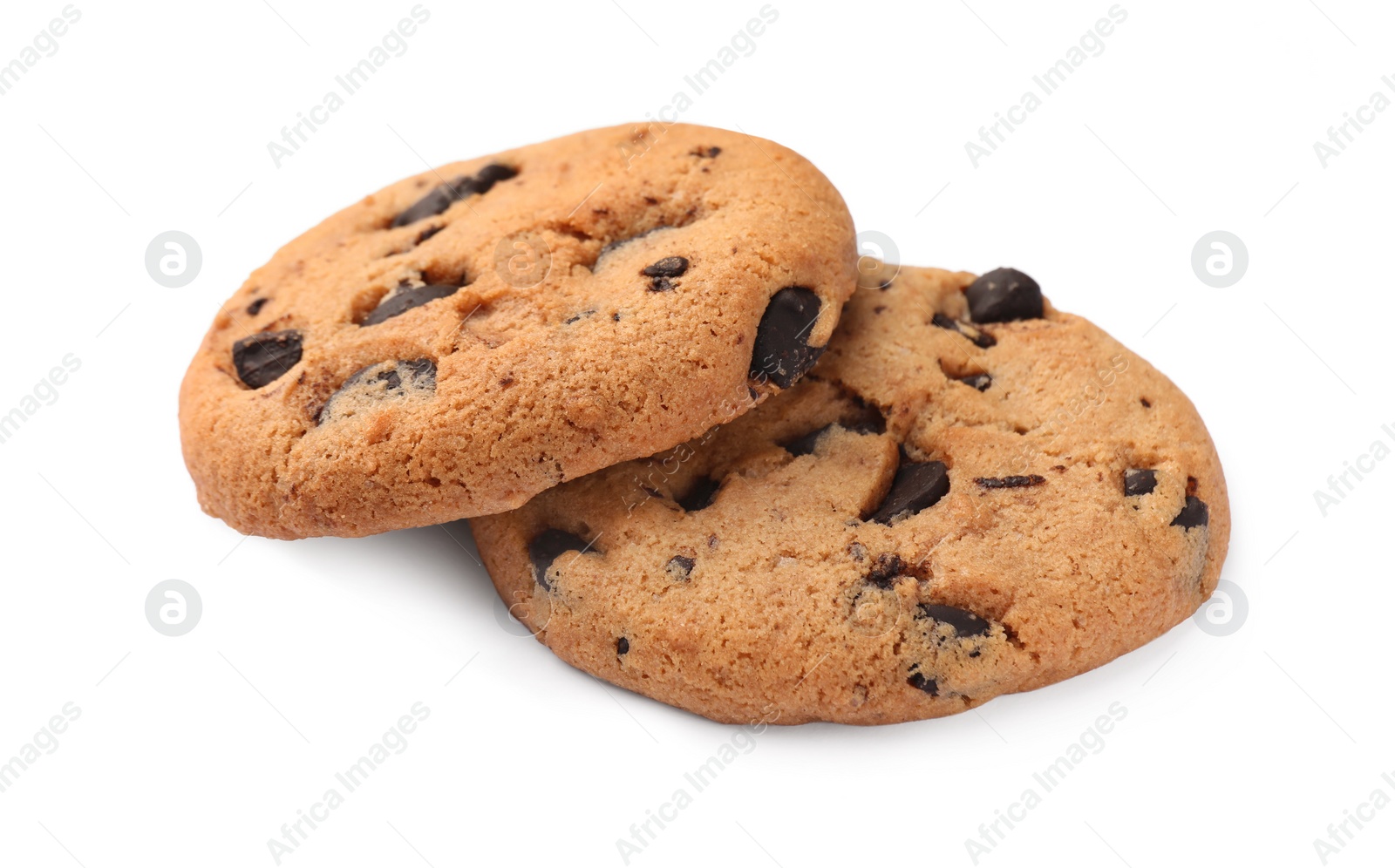 Photo of Delicious chocolate chip cookies isolated on white