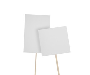 Image of Different blank protest signs on white background