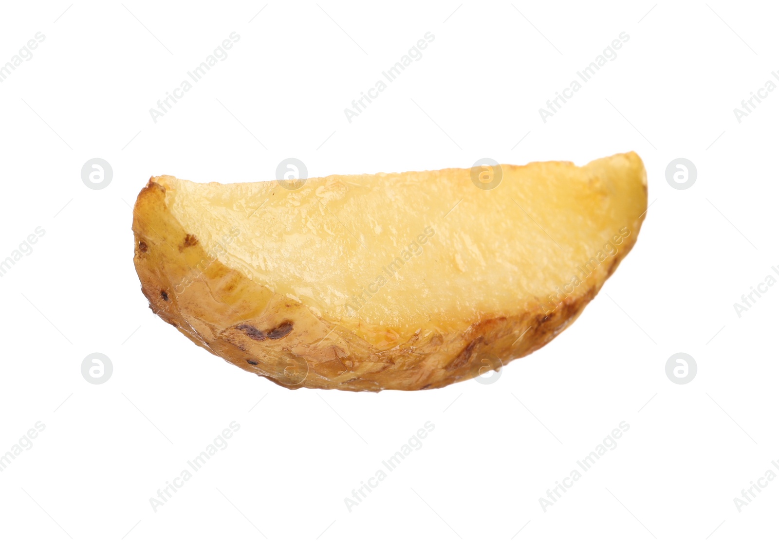 Photo of Tasty baked potato wedge isolated on white