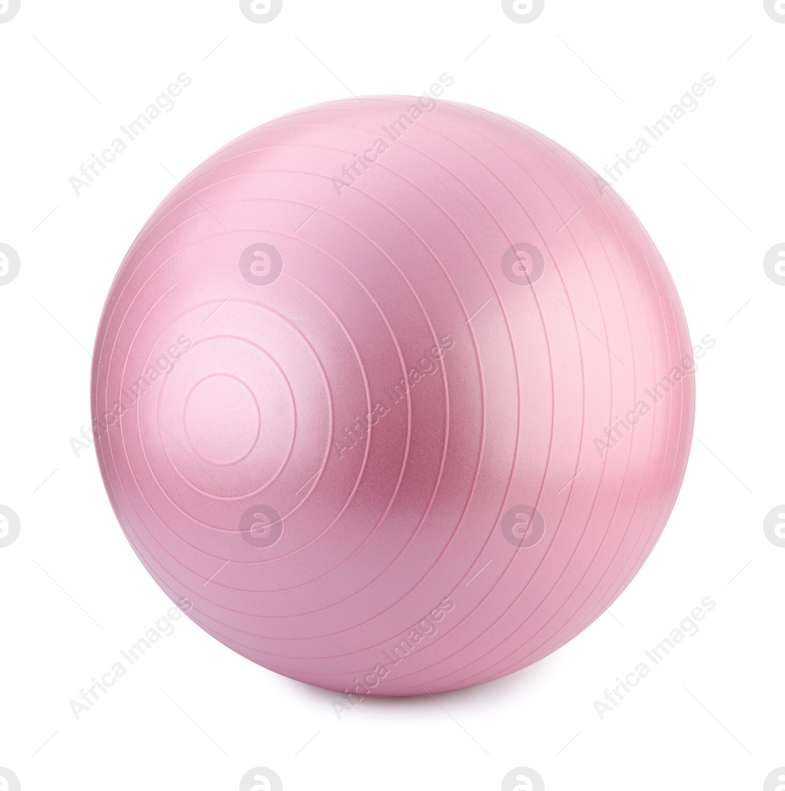 Photo of One pink fitness ball isolated on white. Sport equipment