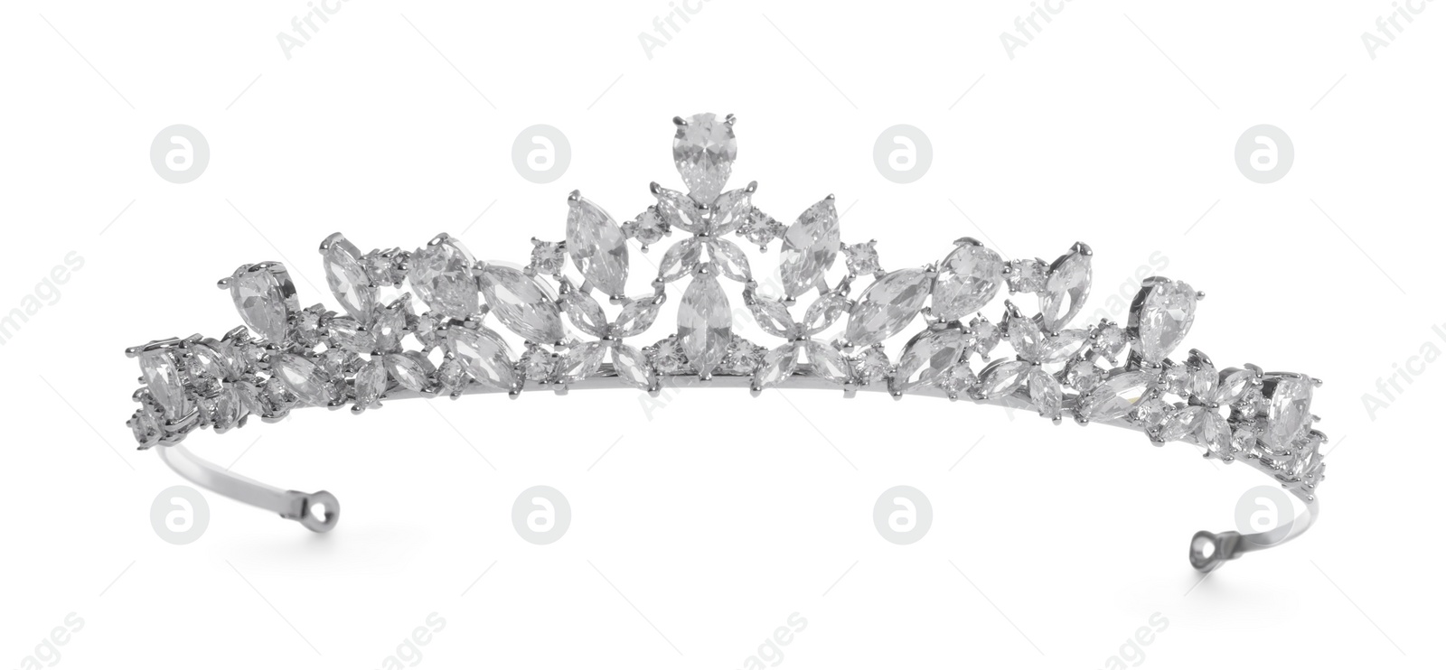 Photo of Beautiful silver tiara with diamonds isolated on white