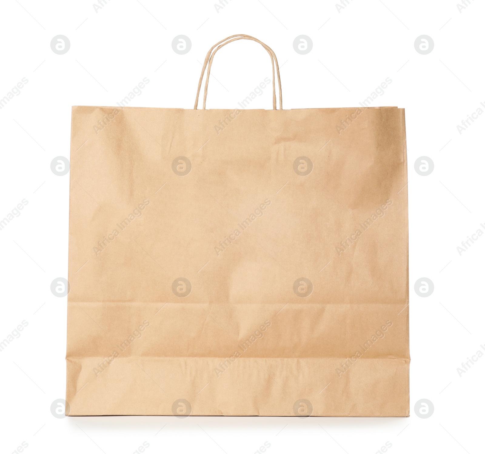 Photo of Paper shopping bag isolated on white. Mock up for design