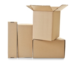 Cardboard boxes on white background