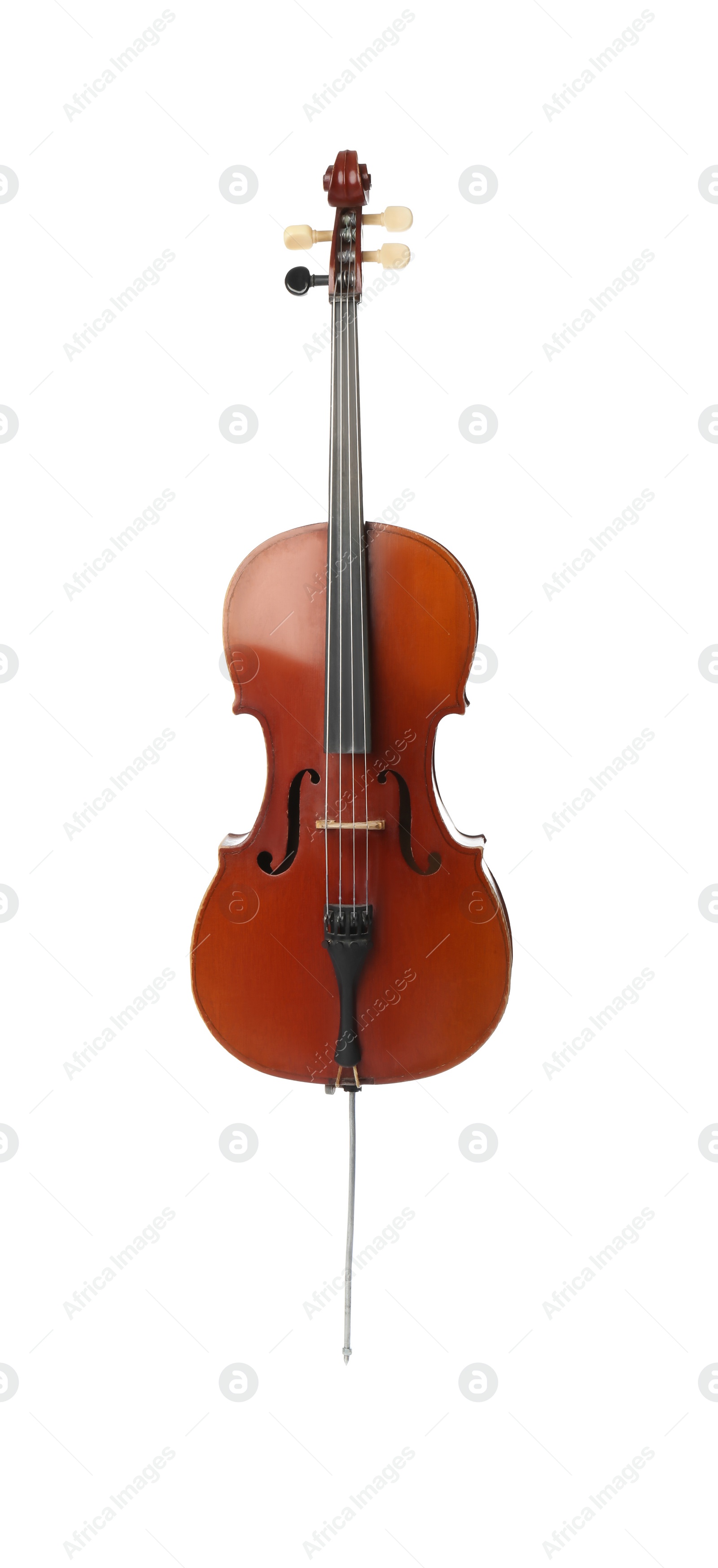 Photo of Beautiful cello isolated on white. Classic musical instrument