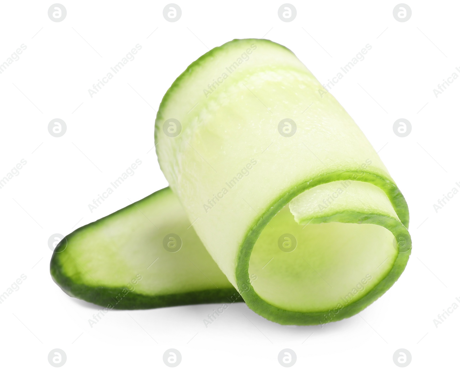 Photo of Slice of fresh cucumber isolated on white