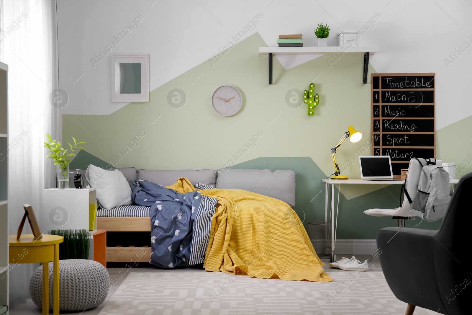 Photo of Modern child room interior with comfortable bed