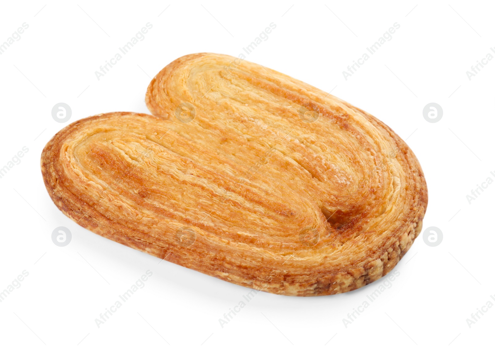 Photo of French palmier cookie isolated on white. Fresh pastry