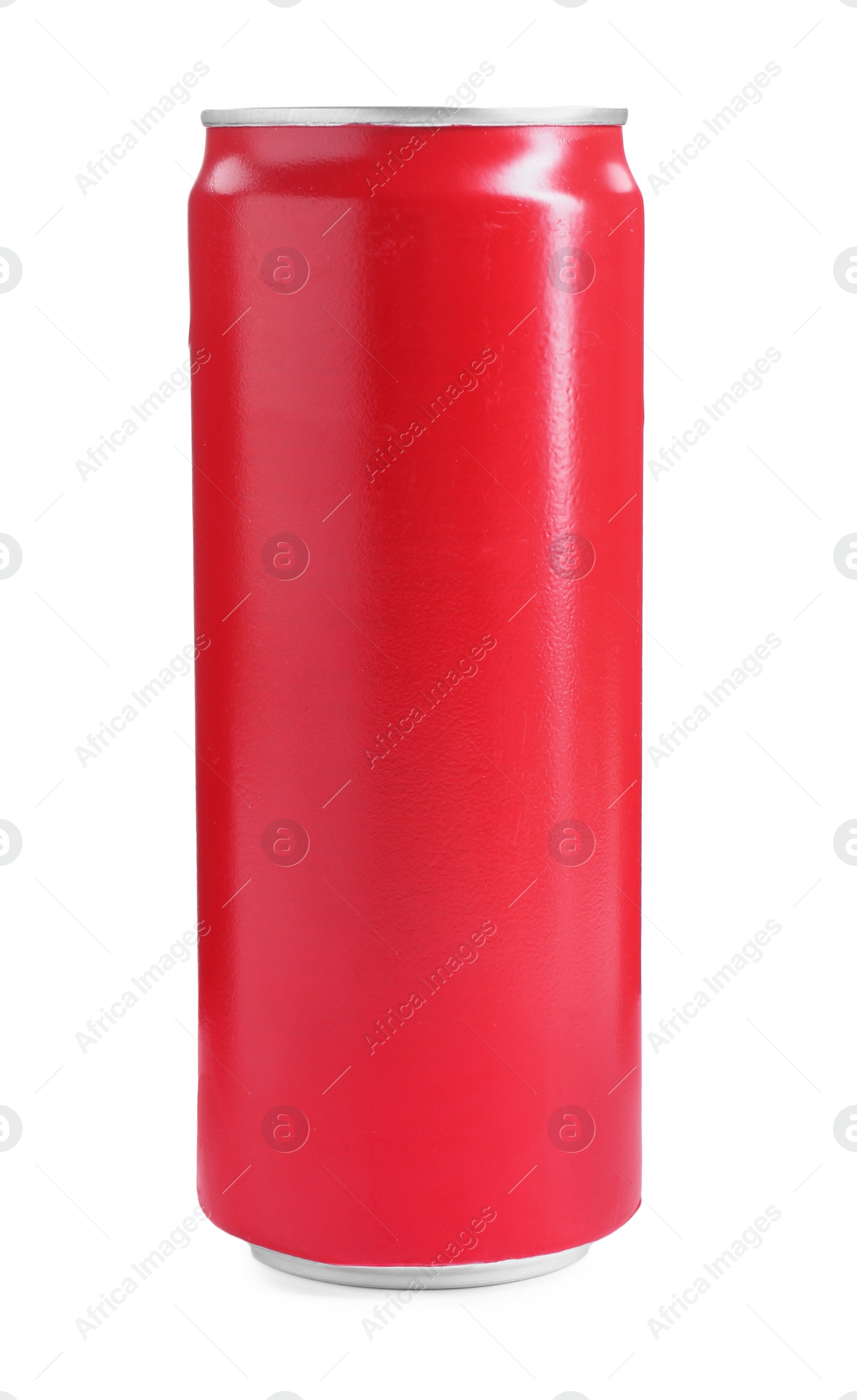 Photo of Energy drink in red aluminum can isolated on white