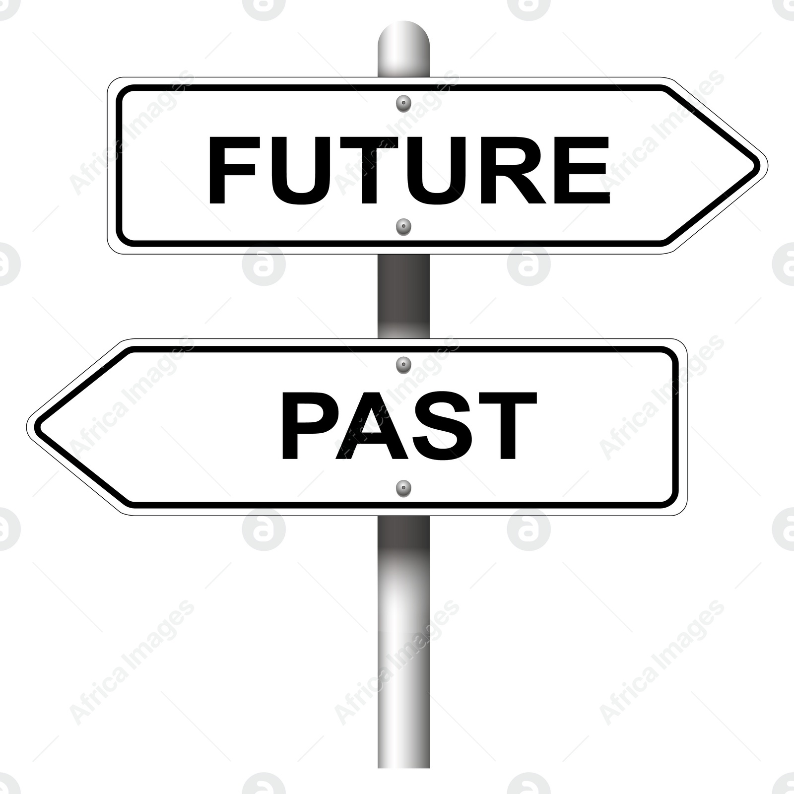 Illustration of Road signpost with words Future, Past on white background