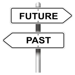 Illustration of Road signpost with words Future, Past on white background