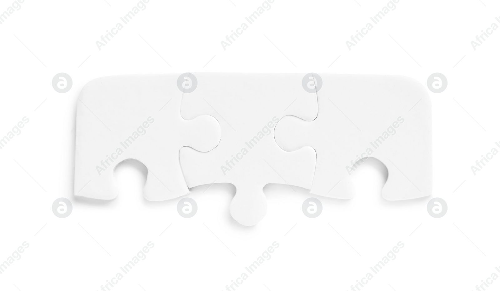 Photo of Blank puzzle pieces isolated on white, top view