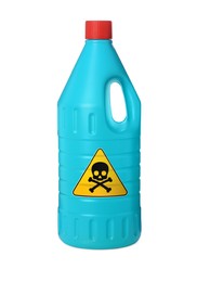Image of Bottletoxic household chemical with warning sign on white background