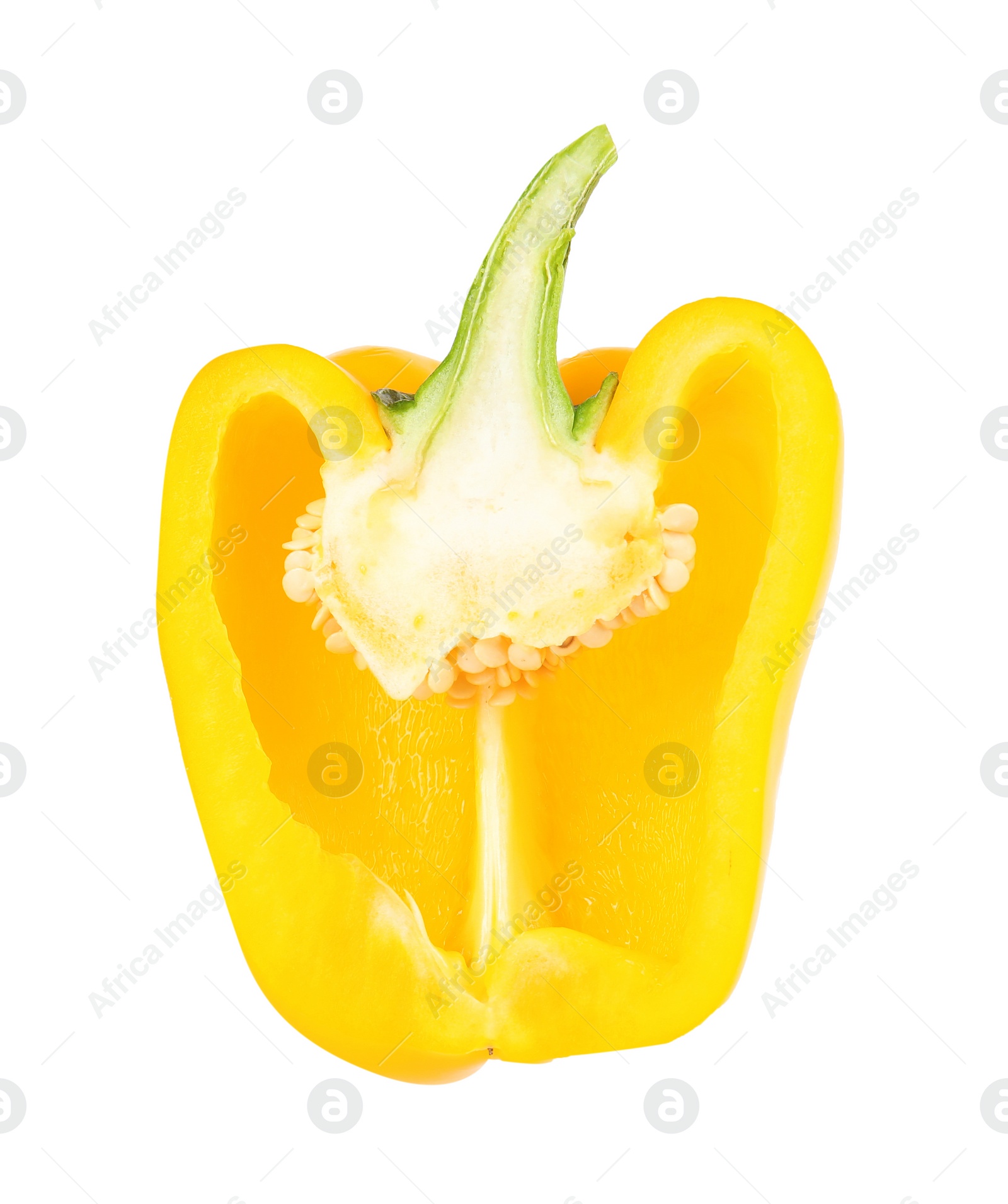 Photo of Half of yellow bell pepper isolated on white