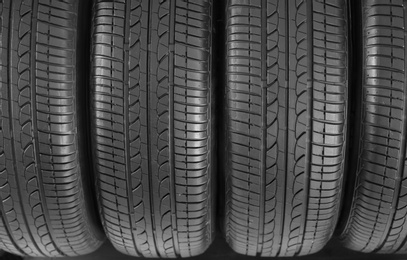 Car tires, closeup