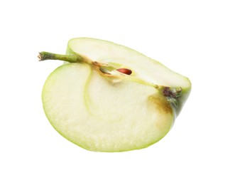 Piece of ripe green apple isolated on white