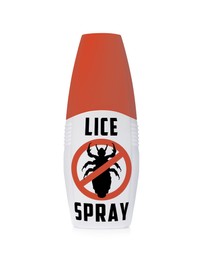 Image of Bottle of lice spray on white background
