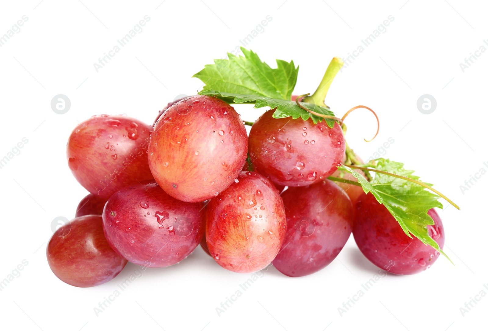 Photo of Fresh ripe juicy pink grapes isolated on white