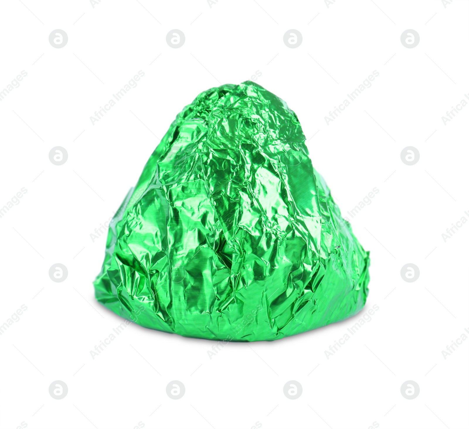 Photo of Tasty candy in green wrapper isolated on white