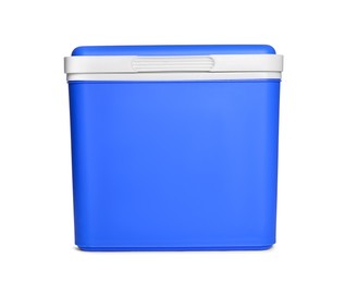 Blue plastic cool box isolated on white