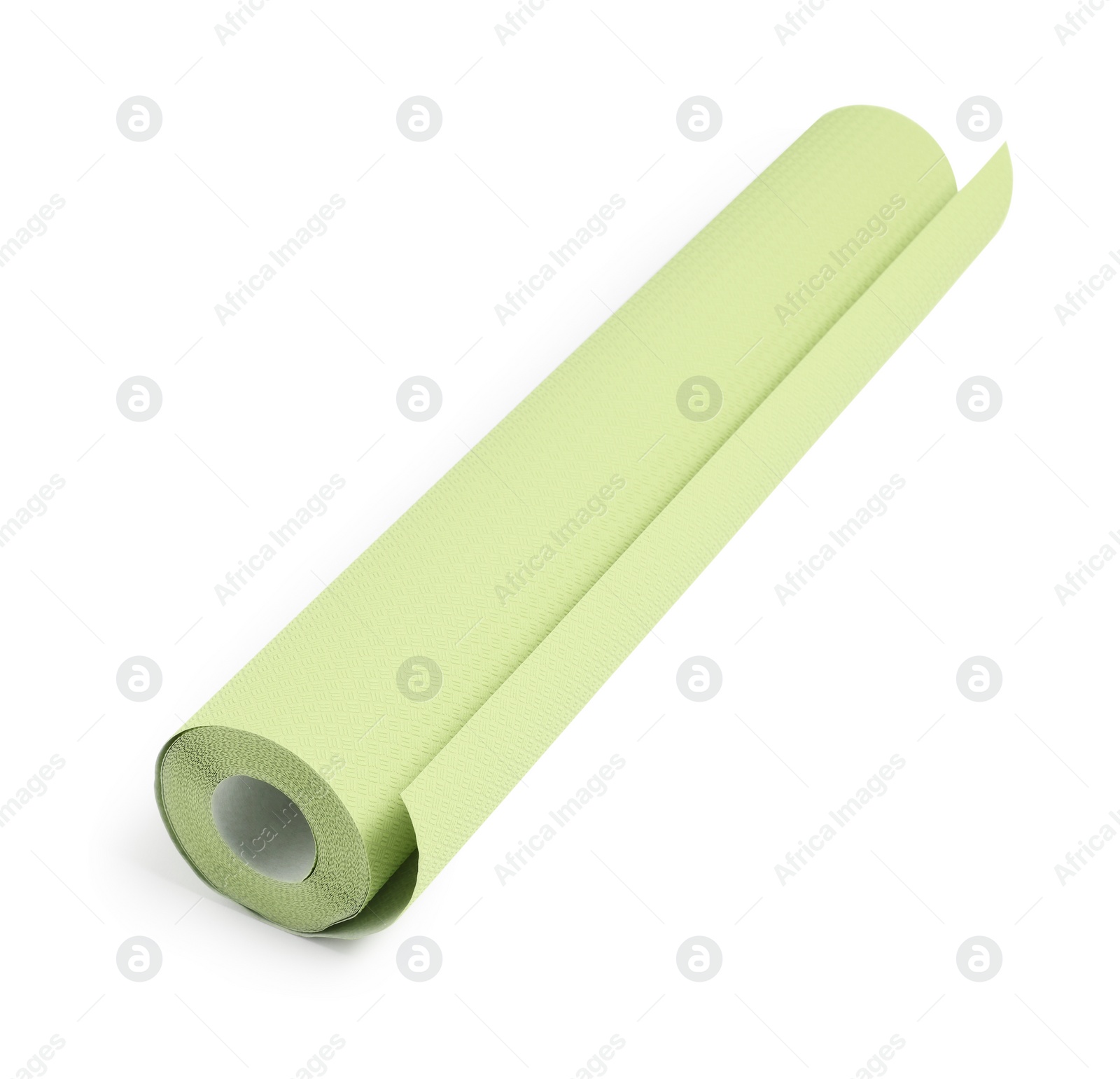 Photo of One green wallpaper roll isolated on white