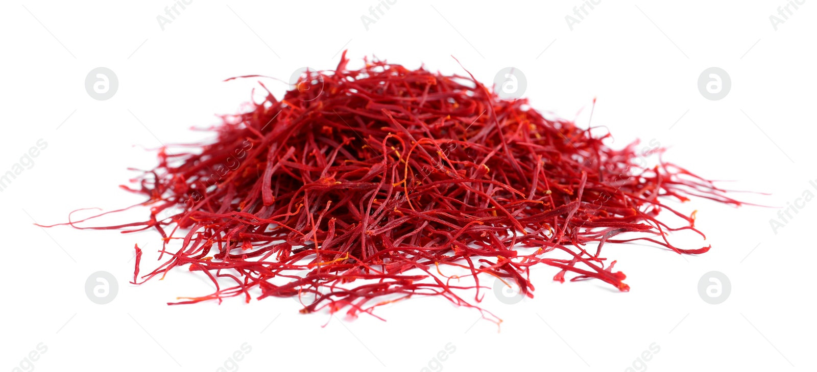 Photo of Pile of dried saffron isolated on white