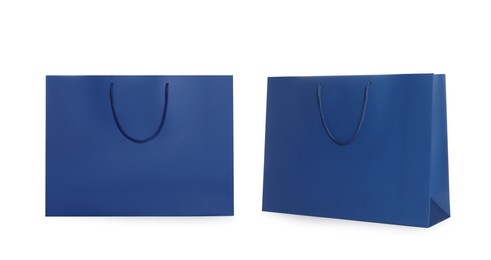 Image of Blue shopping bag isolated on white, different sides