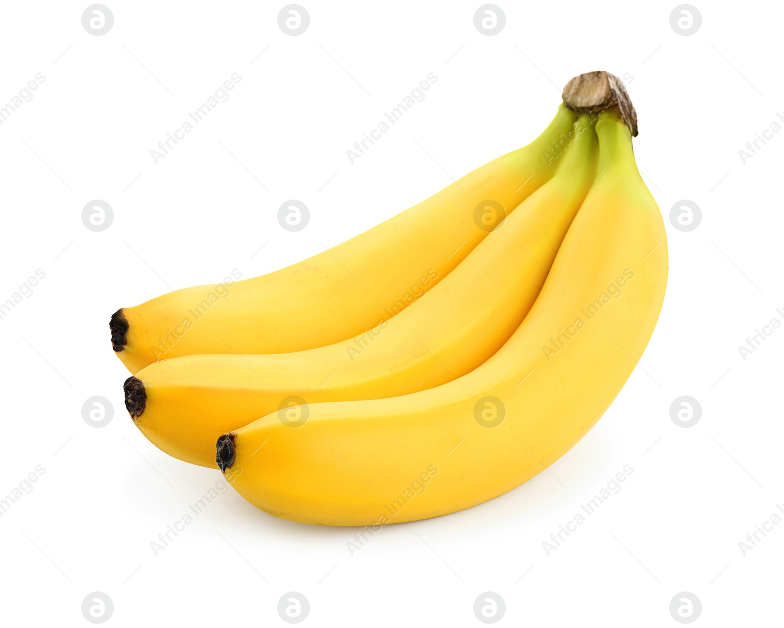 Image of Cluster of delicious ripe bananas isolated on white