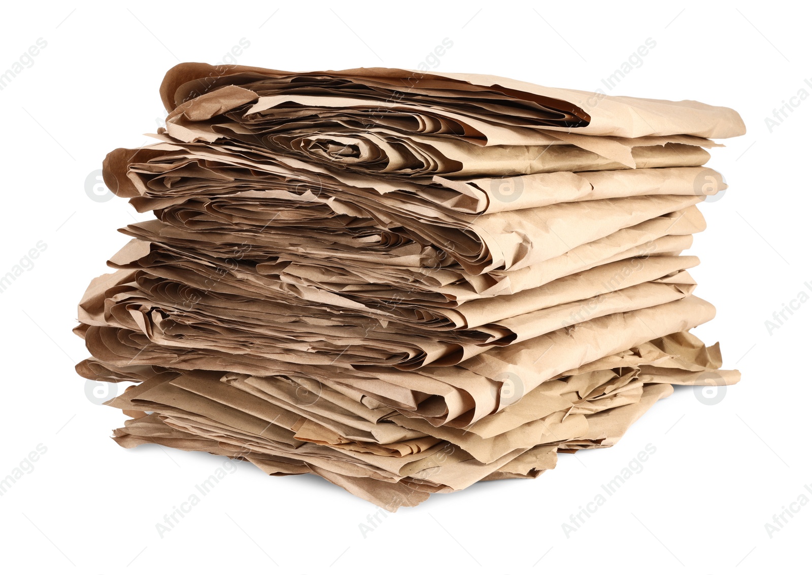 Photo of Stack of waste paper isolated on white