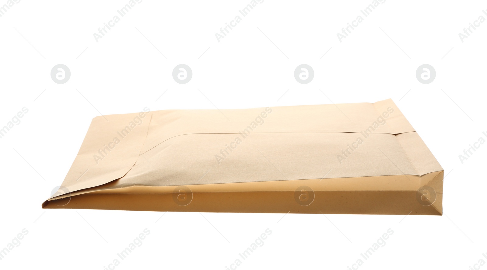 Photo of Kraft paper envelope isolated on white. Mail service