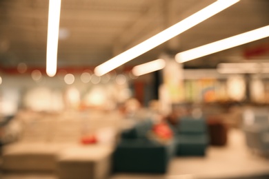 Blurred view of modern shopping mall interior