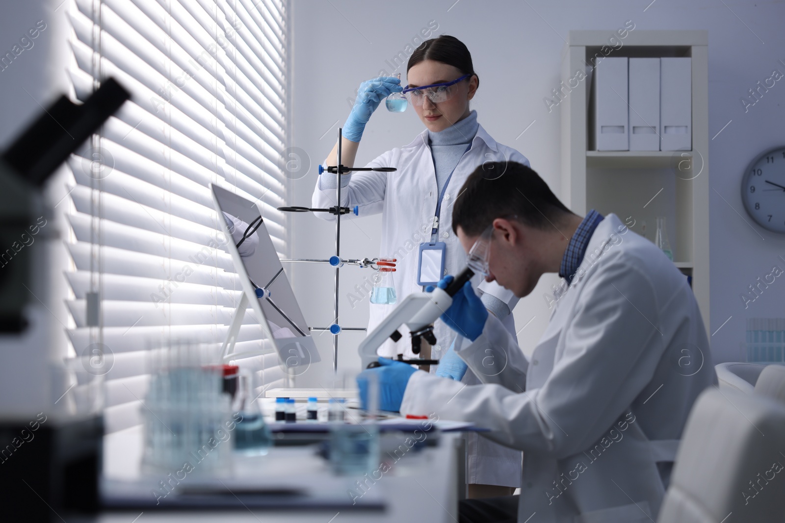 Photo of Scientists working with samples in laboratory. Medical research