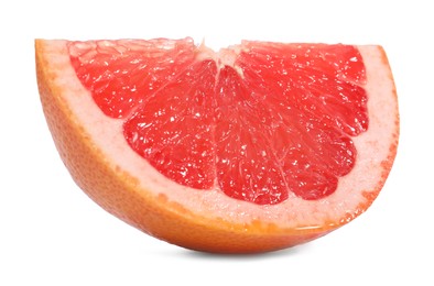 Photo of Cut ripe grapefruit isolated on white. Citrus fruit