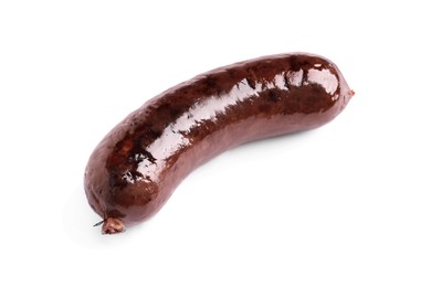 Photo of Whole tasty blood sausage isolated on white