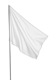 Photo of Blank flag isolated on white. Mockup for design