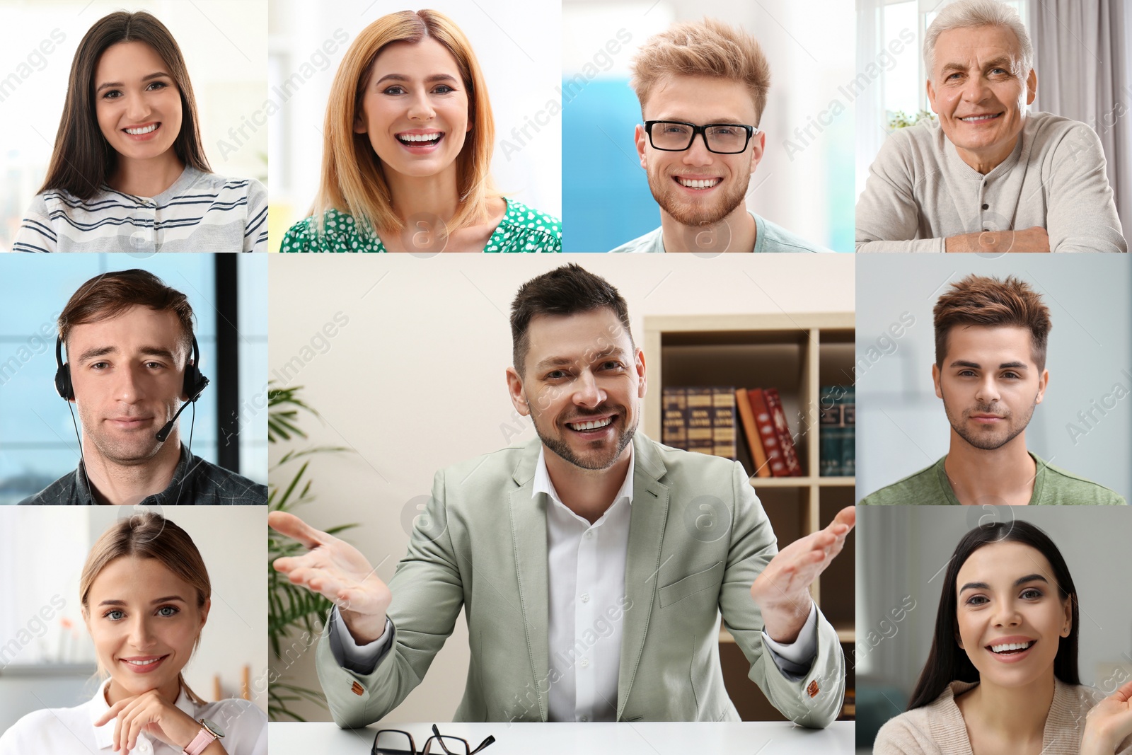 Image of Group of people attending webinar. Video conference