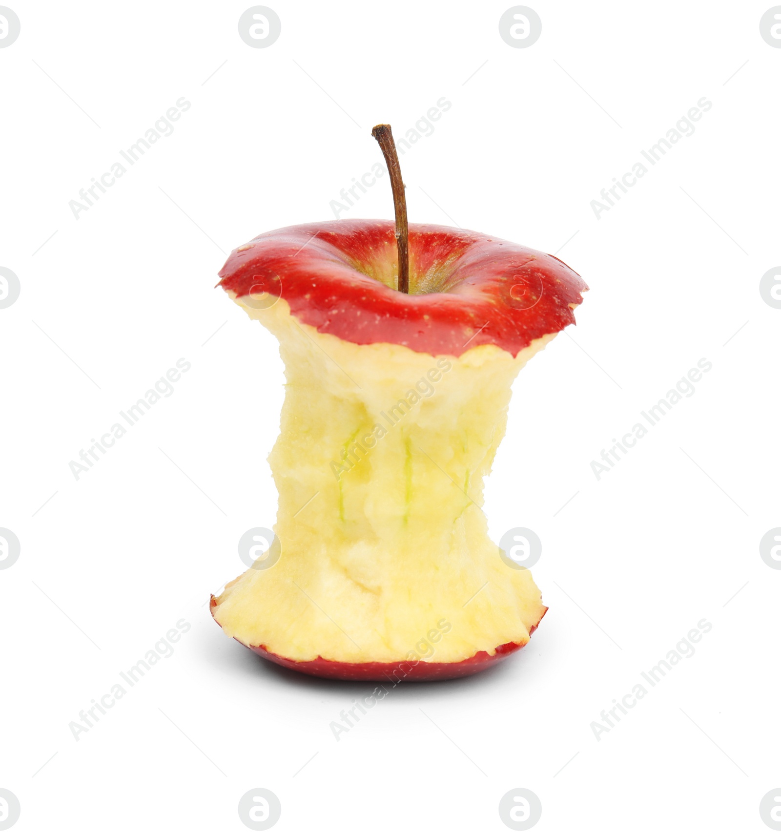 Photo of Ripe red apple core on white background