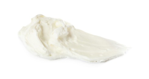 Photo of Smear of delicious cream cheese isolated on white