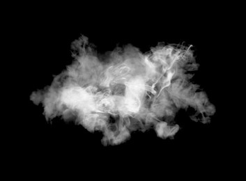 Cloud of white smoke on black background