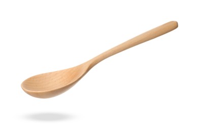 Image of Wooden spoon in air isolated on white