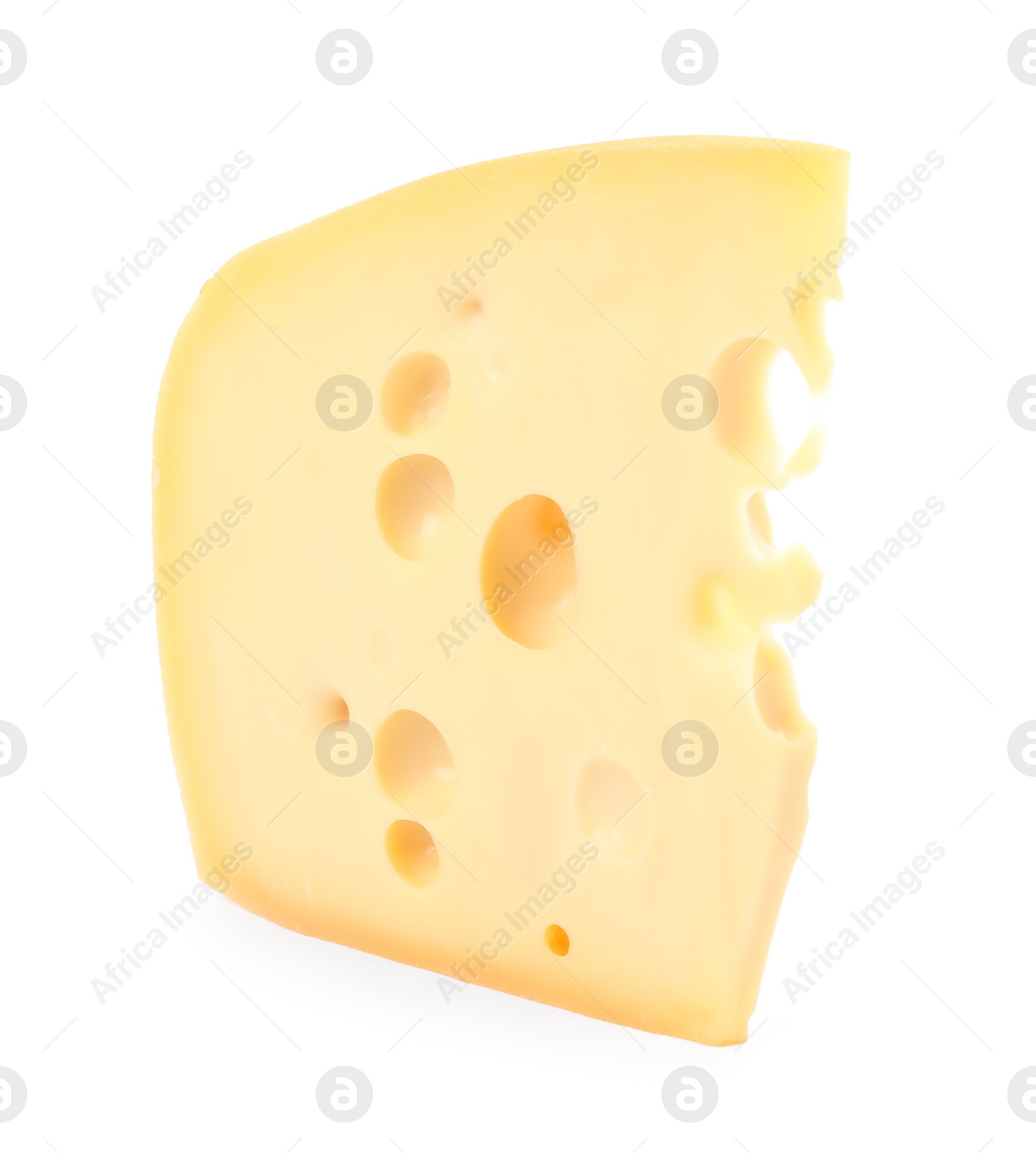 Photo of Piece of delicious cheese isolated on white