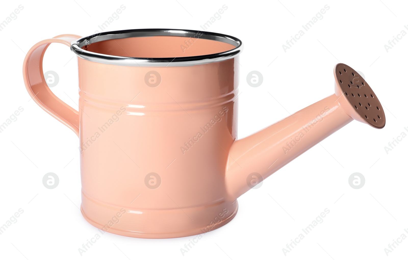 Photo of New metal watering can isolated on white