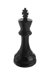 Photo of Black wooden chess king isolated on white