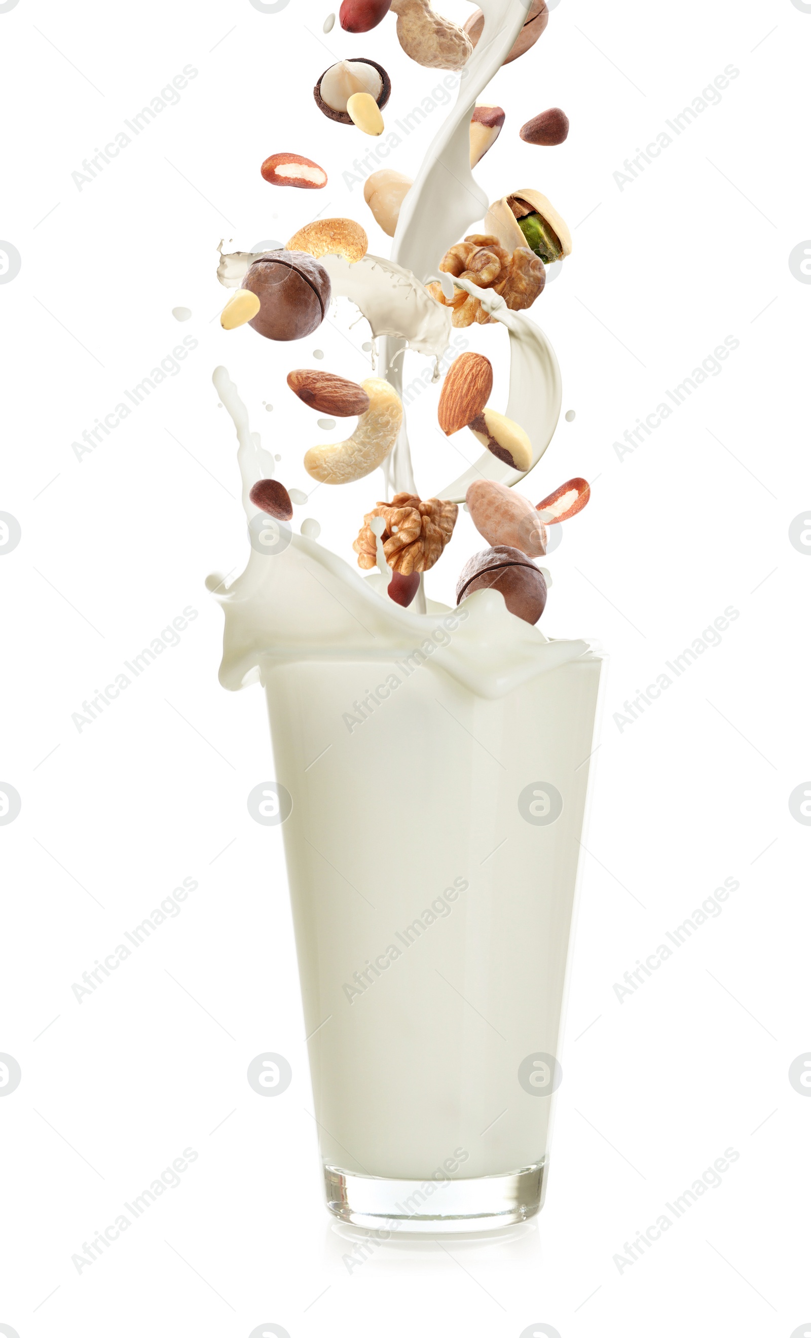 Image of Delicious natural nut milk on white background