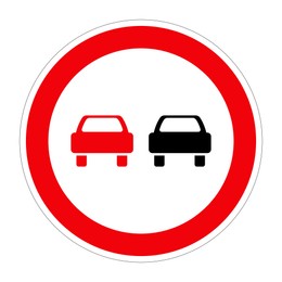 Illustration of Traffic sign NO OVERTAKING on white background, illustration